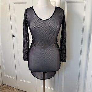 Coquette Black Mesh Long Sleeve Lingerie Dress